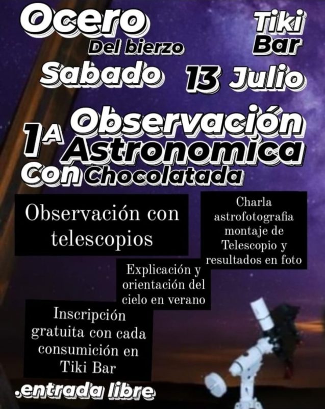 Cartel de la actividad de la Asociación Astronómica del Bierzo en Ocero