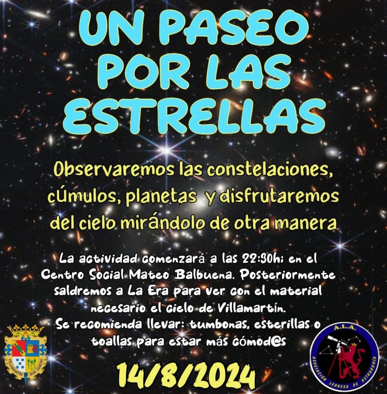 Cartel de la actividad en Villamartín de Don Sancho el 14 de agosto de 2024.
