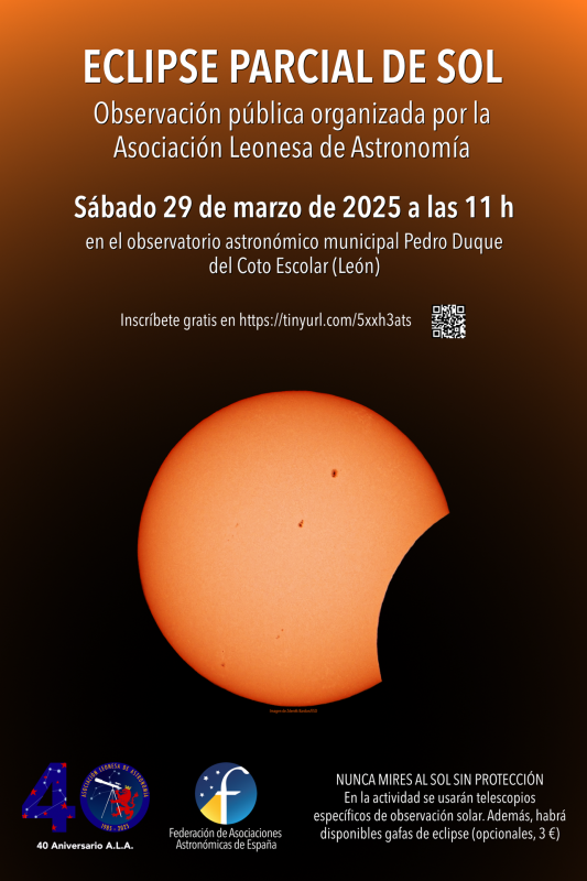 Cartel de la observación pública del eclipse parcial de Sol del 29 de marzo de 2025.