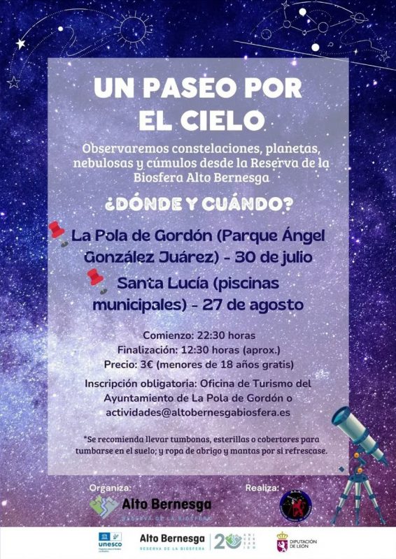 Cartel de las actividades organizadas por Alto Bernesga para 2025