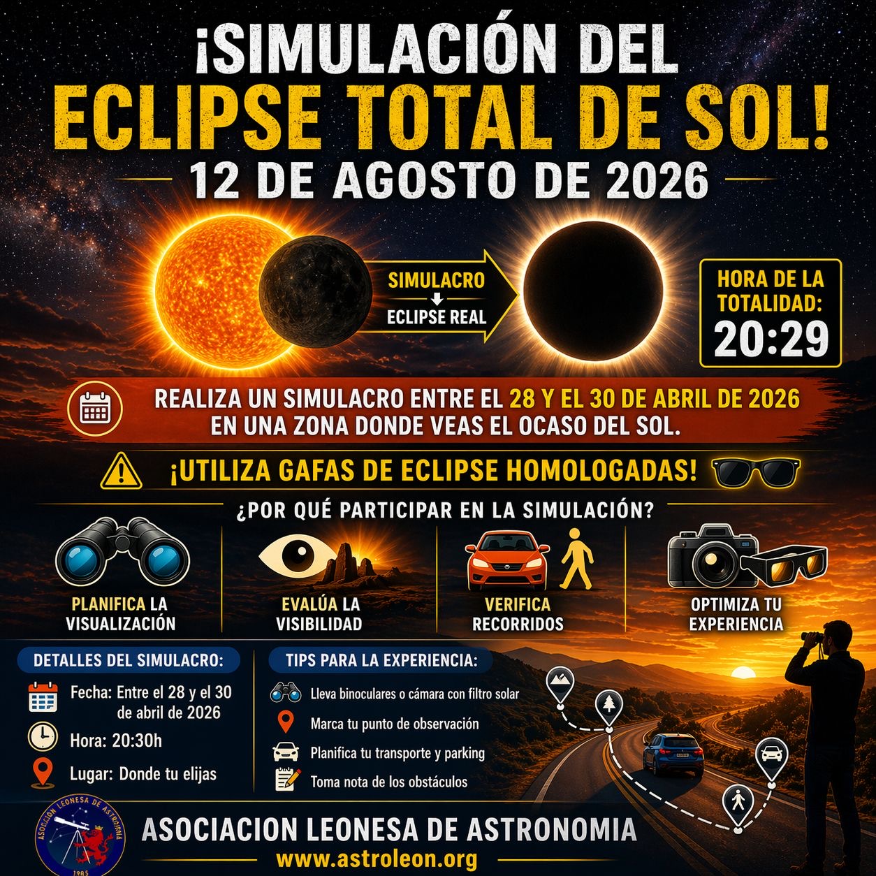 Simulación de la posición del Sol para el 12 de agosto